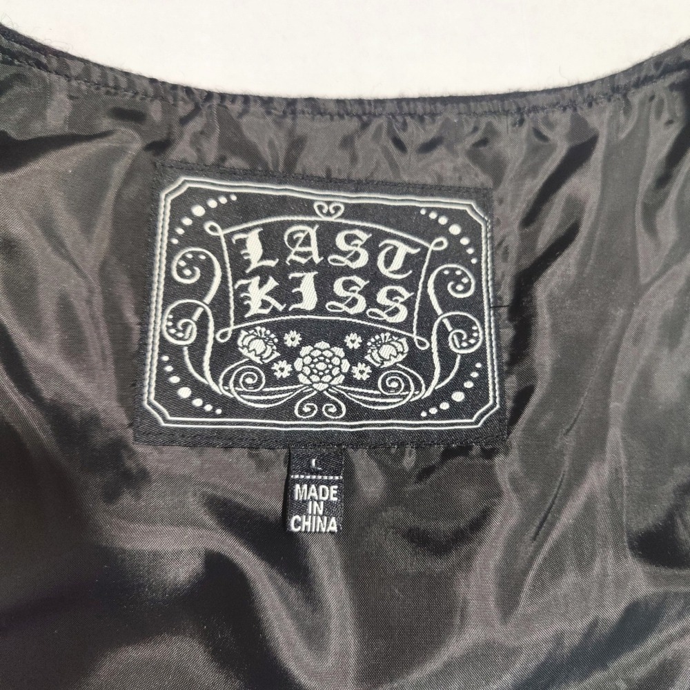 Last Kiss Black Wool Blend Fitted Vest L Y2K Dark Academia Waistcoat 10029LK12 - Picture 5 of 6